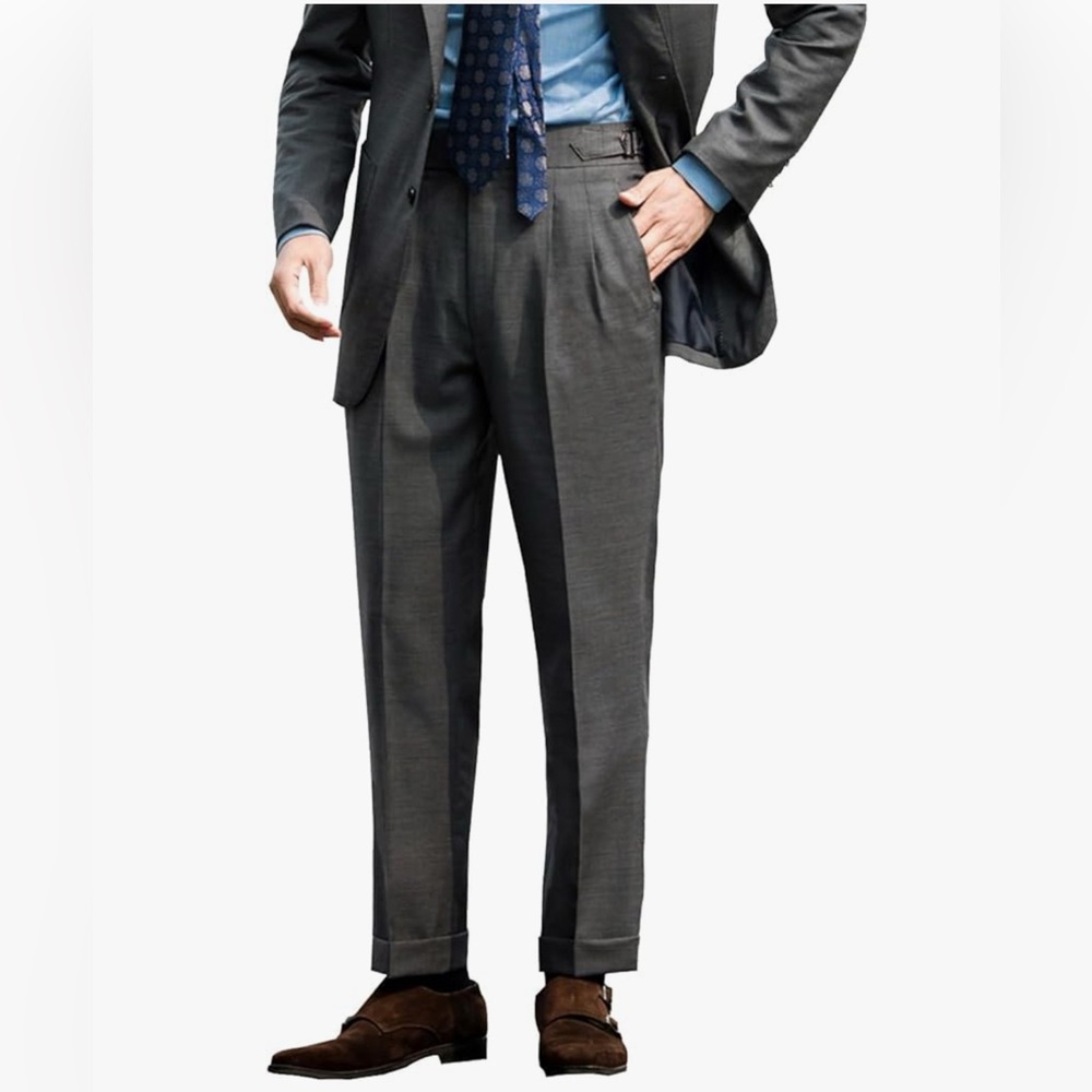 ✨HOST PICK✨ Mens double pleated flannel trousers med grey - xl (36) Wool blend.
